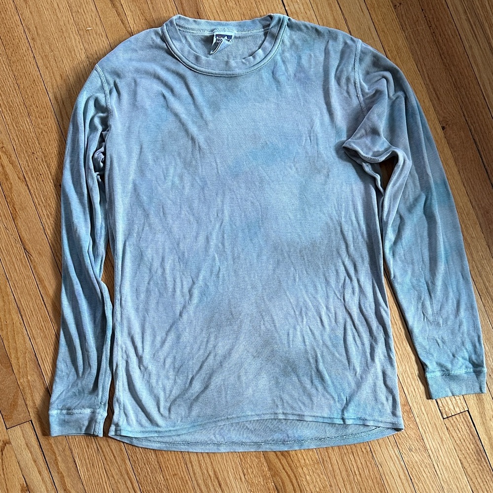 Patagonia Light Blue Tie Dye Capilene Long Sleeve Tee | S